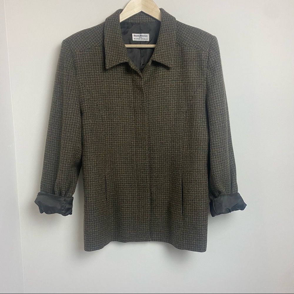 Vintage Barry Bricken Wool Blazer Brown Plaid Plus Size 16 - Picture 11 of 13